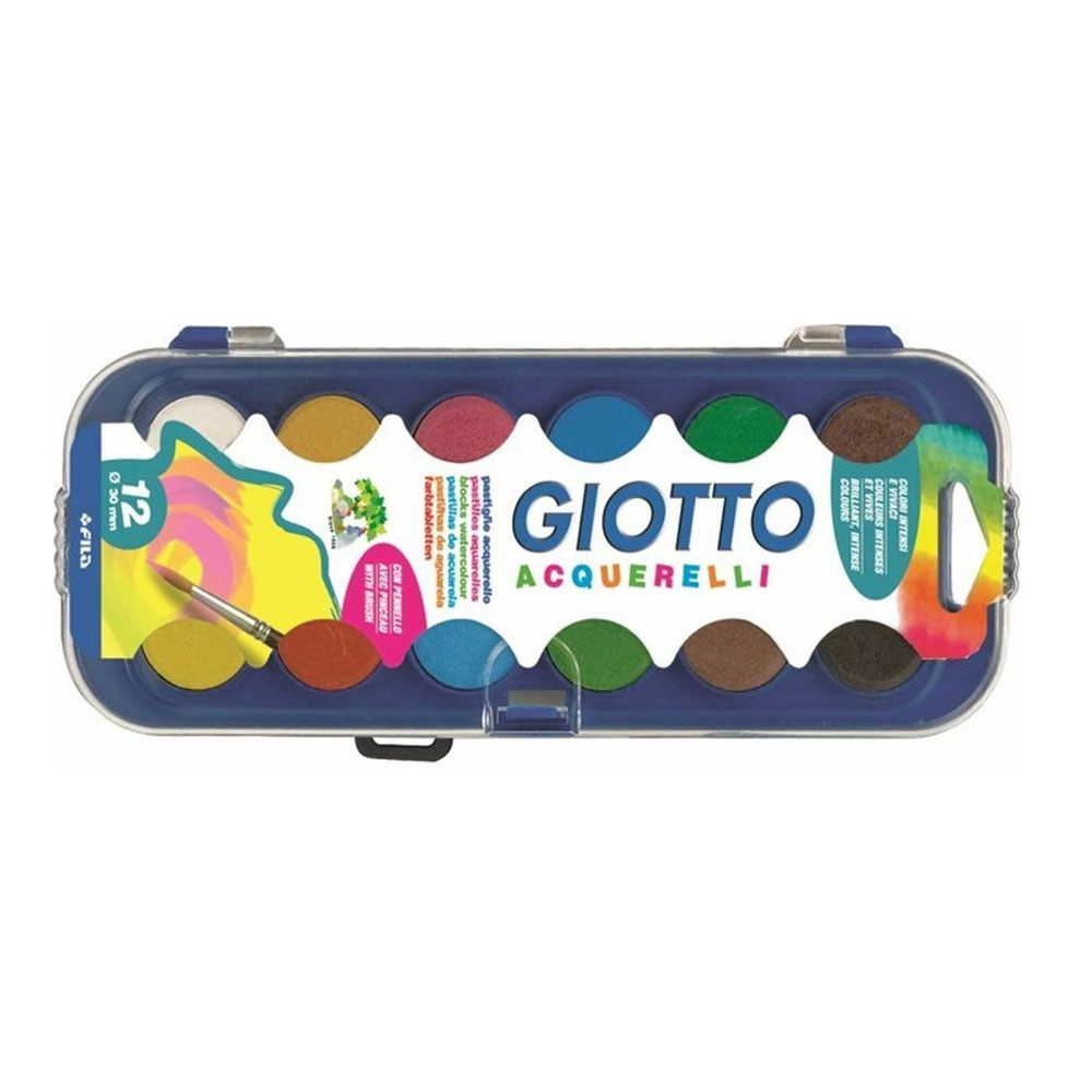 Νερομπογιές Giotto acquerelli 30mm σετ 12 χρωμάτων με πινέλο (F351200)