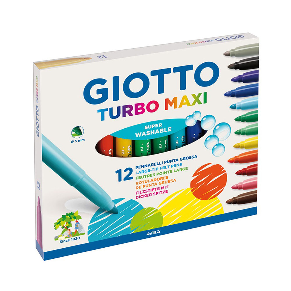 Μαρκαδόροι ζωγραφικής χοντροί Giotto turbo maxi 12 χρωμάτων (454000)