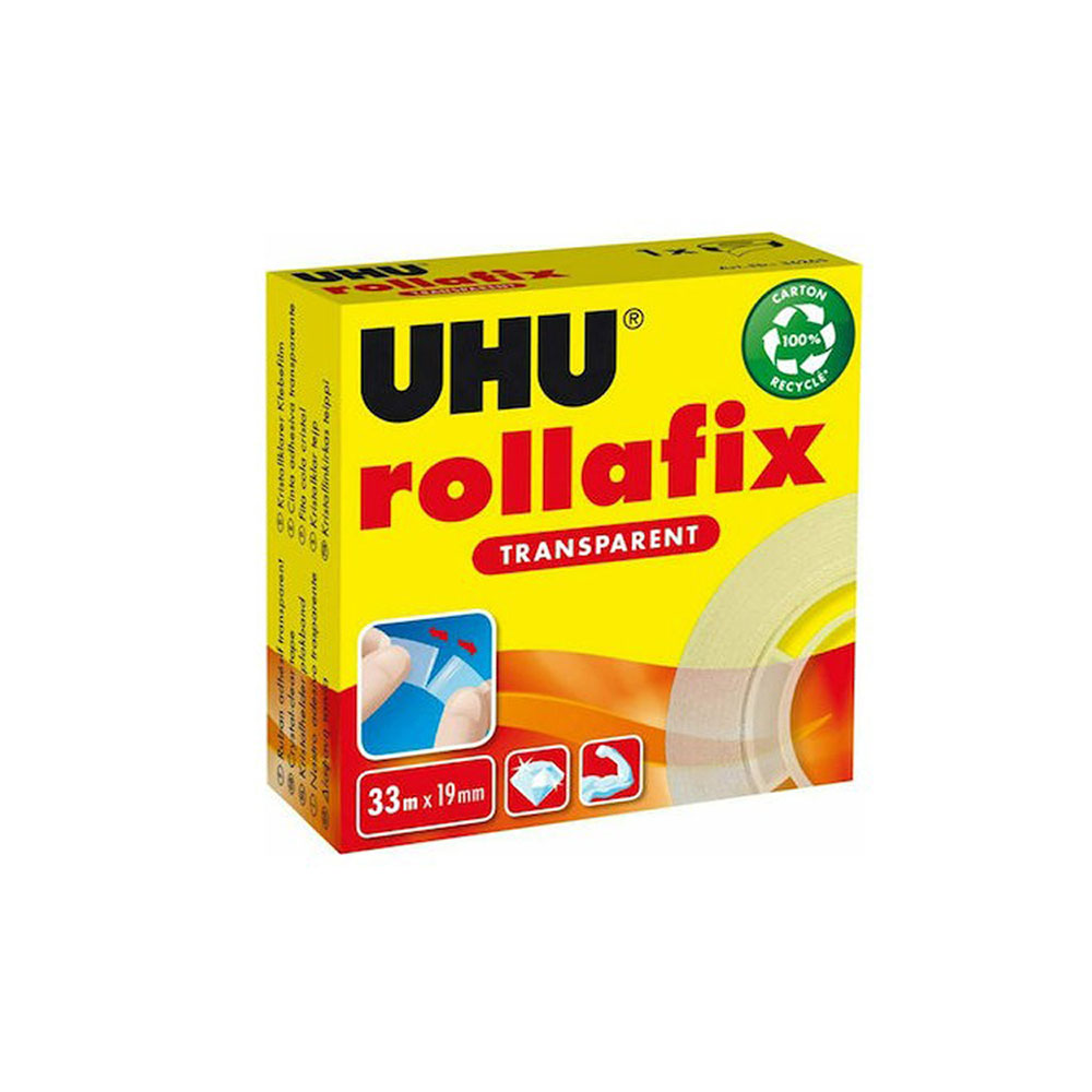 Σελοτέιπ UHU rollafix διάφανη κολλητική ταινία 33mX19mm (36266)