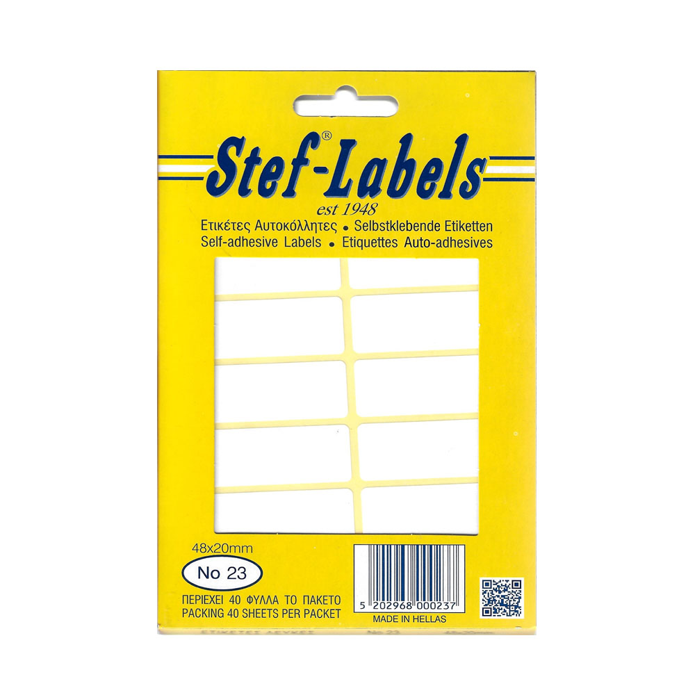 Ετικέτες αυτοκόλλητες Stef- Labels  No23 48x20mm πακέτο 40φ.