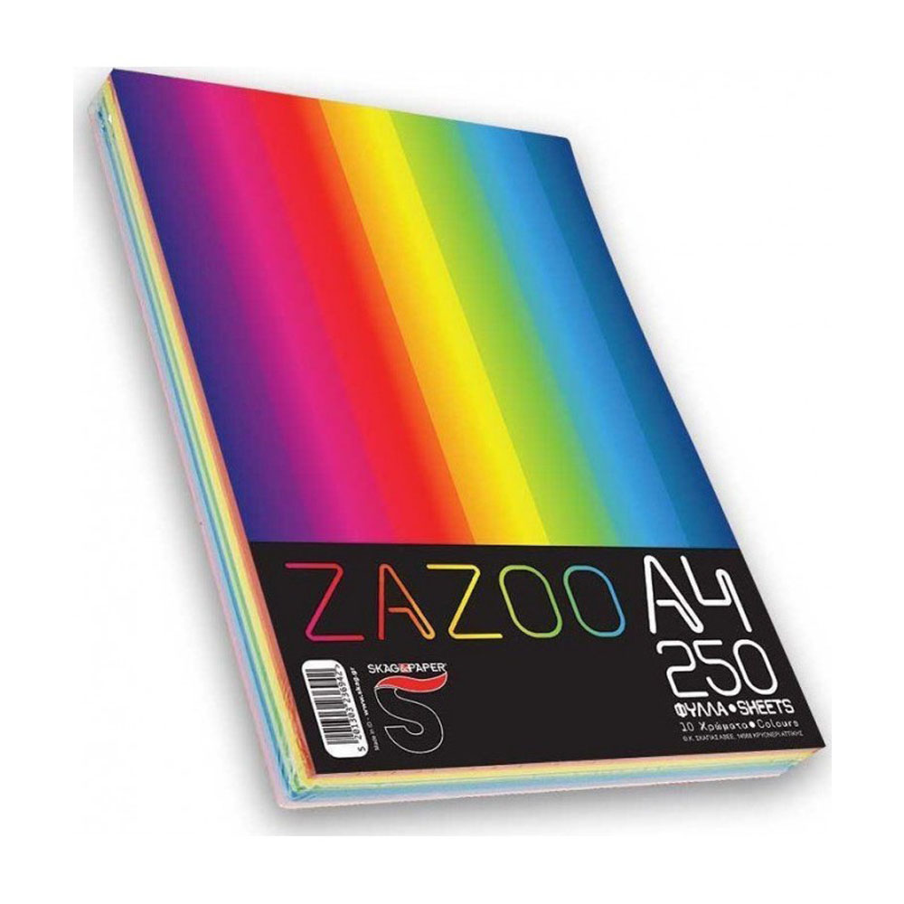 Χαρτί χρωματιστό Skag zazoo Α4 80gr 10 χρώματα 250 φύλλα (236942)