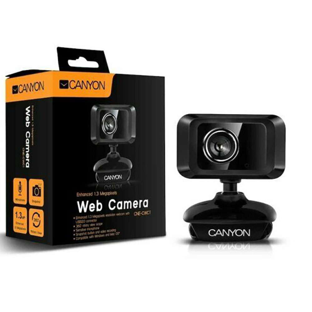 Webcamera Canyon 1.3 megapixel μαύρη (CNE-CWC1)