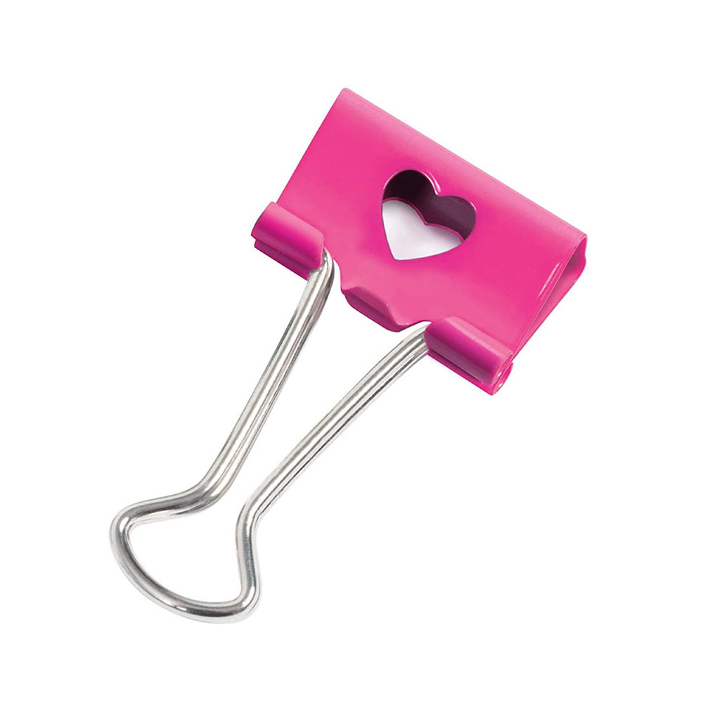Μεταλλικά κλιπ (Binder clip) Rapesco με μοτίβο καρδιάς 19mm. σε κουτί 20τμχ. ροζ