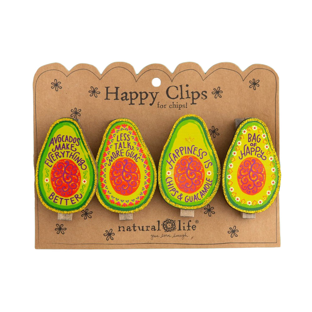 Κλιπ μαγνητικά Natural life happy clips for chips με σχήμα αβοκάντο σετ 4τμχ (CHCL106)