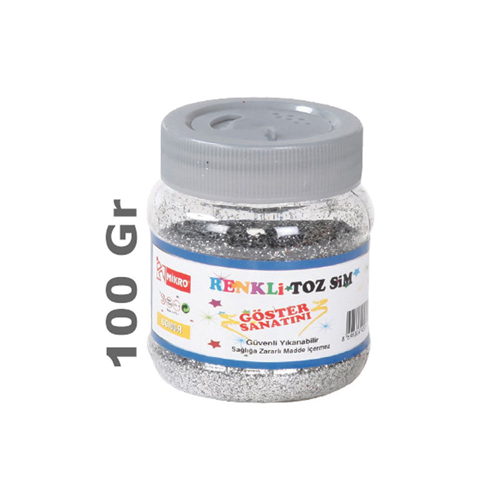 Σκόνη glitter Mikro αλατιέρα GG100-S ασημί 100gr.