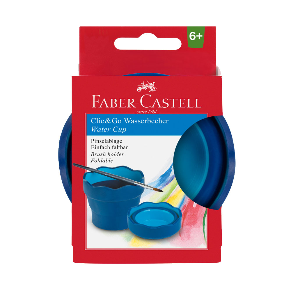 Ποτήρι πτυσσόμενο ακουαρέλας Faber- Castell clic & go μπλε με γαλάζιο (181510)