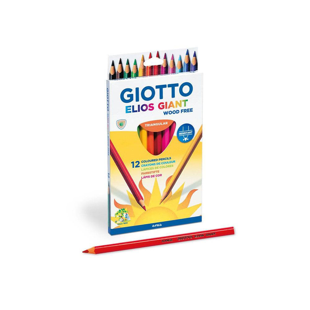 Ξυλομπογιές τριγωνικές Giotto Elios giant wood free 12 χρωμάτων
