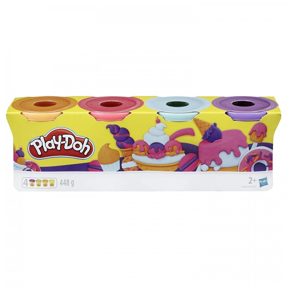 Πλαστελίνη Play-Doh Hasbro sweet pack 4 βαζάκια μωβ-γαλάζιο-φούξια-πορτοκαλί (E4869/B5517)