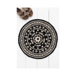 Στρογγυλό χαλί Natural life accent rug black mandala 61cm (RUG024)