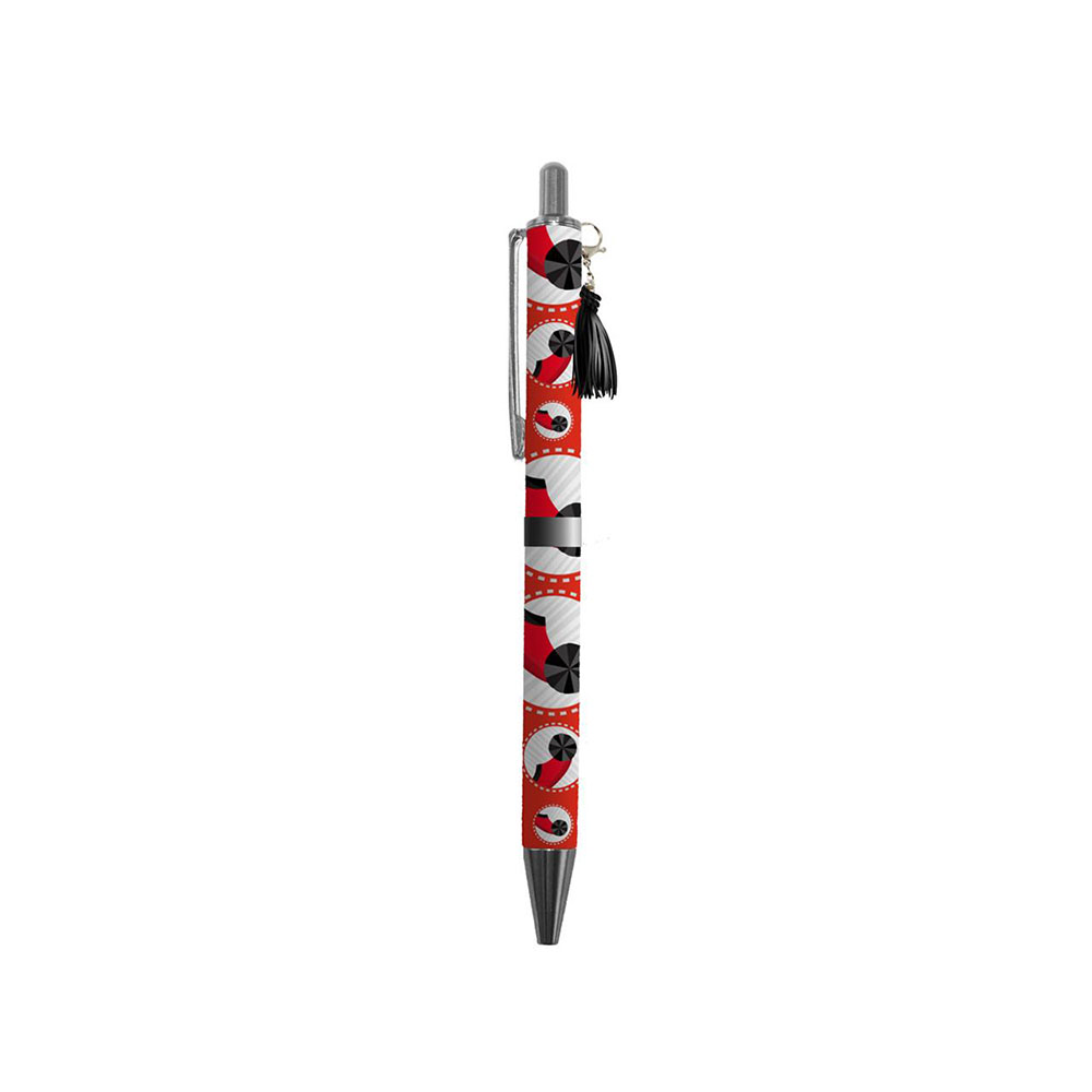 Στυλό Diakakis μεταλλικό κόκκινο με διακοσμητική κρεμαστή μαύρη φούντα Ελλάδα 2021 (000201014)