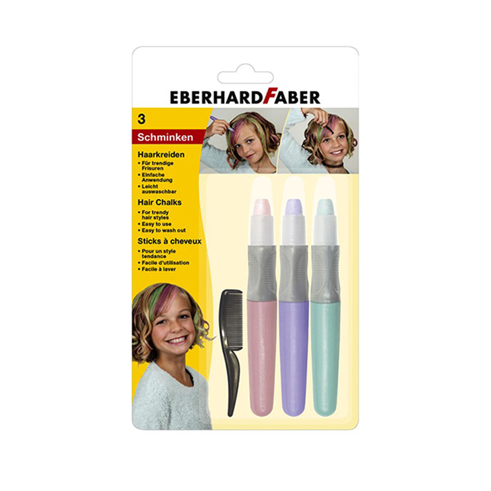 Χρώματα κιμωλίες μαλλιών Eberhard Faber σετ τριών χρωμάτων με χτενάκι (579202)