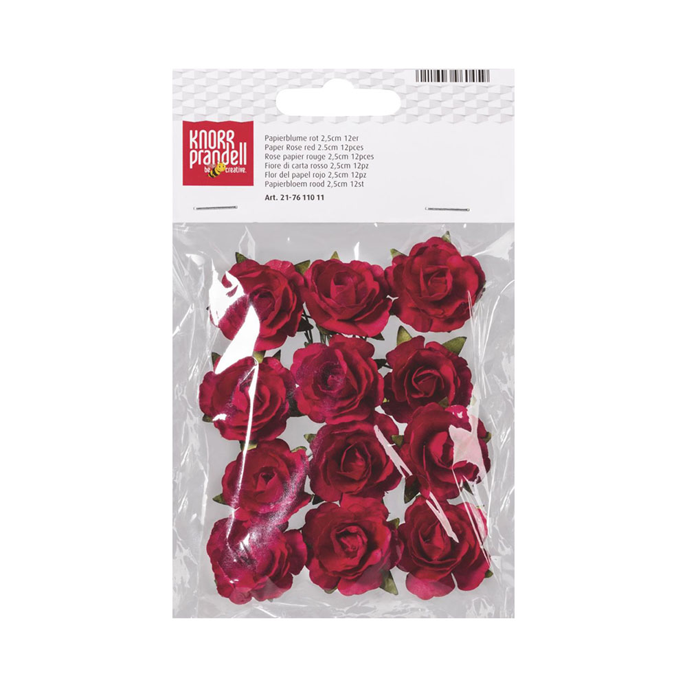 Λουλούδια αυτοκόλλητα Knorr prandell χάρτινα σετ 12τμχ 2,5cm κόκκινα (217611011)