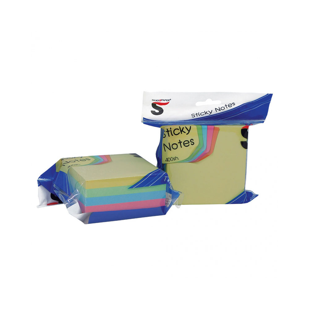 Χαρτάκια σημειώσεων Skag αυτοκόλλητα 5 χρωμάτων 75X75mm 400Φ (224659)