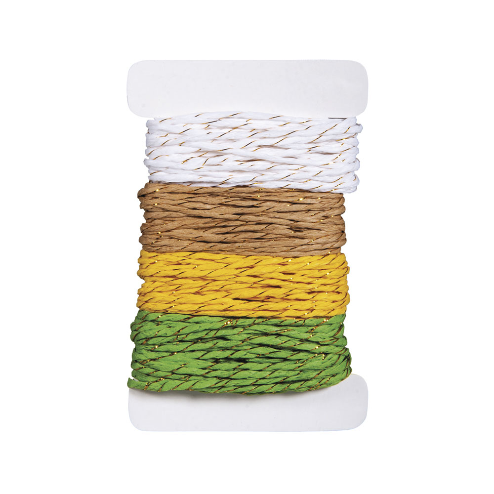 Κορδόνι χάρτινο Rayher σετ 4 χρωμάτων κίτρινο/πράσινο 2mmX5m (55864000)