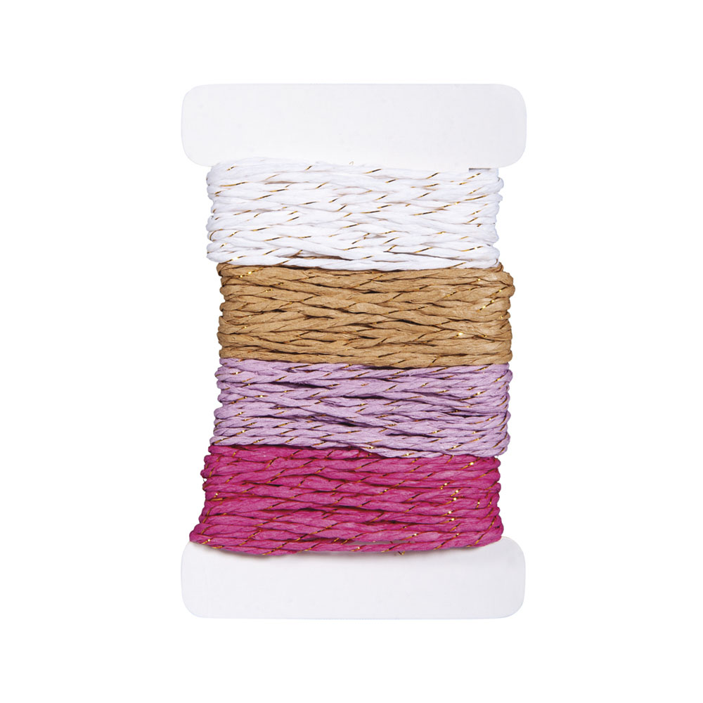 Κορδόνι χάρτινο Rayher σετ 4 χρωμάτων ροζ 2mmX5m (55862000)