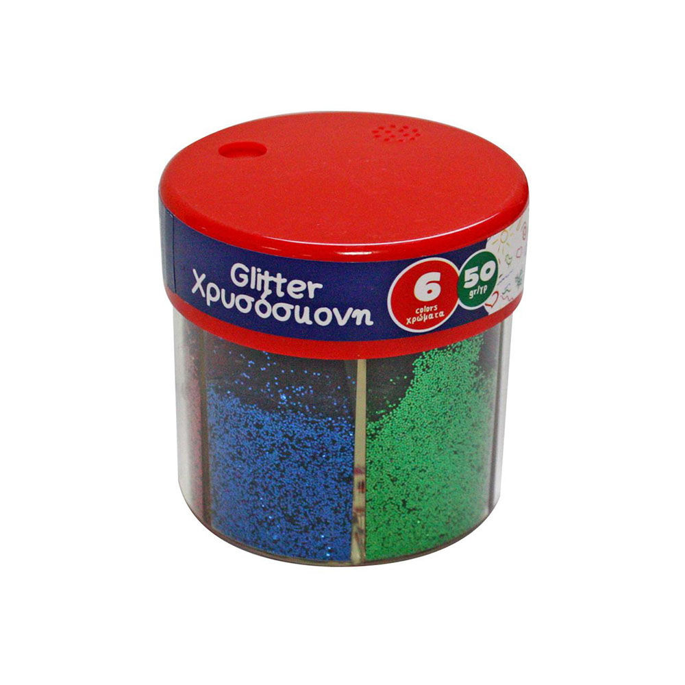 Χρυσόσκονη glitter The littlies 50gr με αλατιέρα σετ 6 χρωμάτων (0646025)