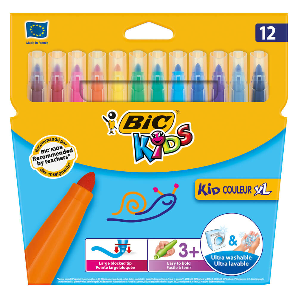Μαρκαδόροι ζωγραφικής Bic kids XL πλενόμενοι σετ 12 χρωμάτων (8289662)