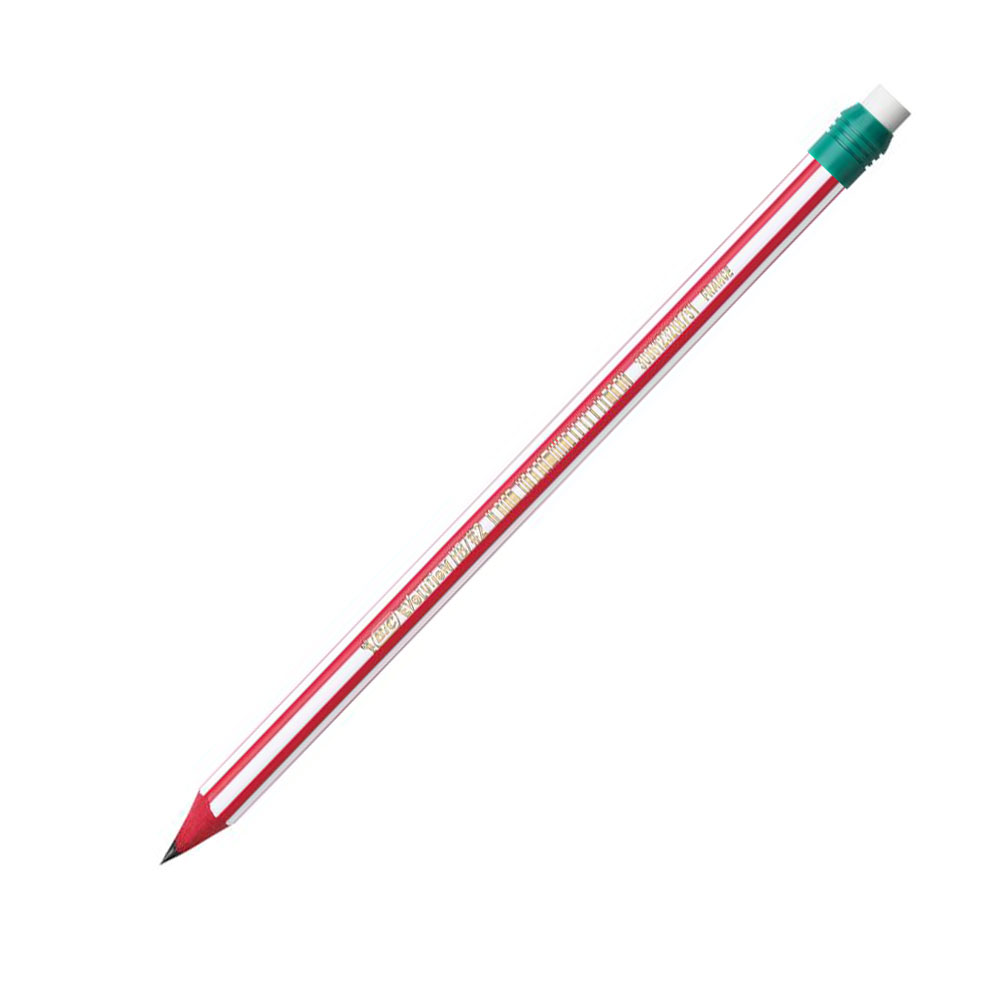 Μολύβι με γόμα BIC evolution stripes ΗΒ ριγέ λευκό κόκκινο (8960342)