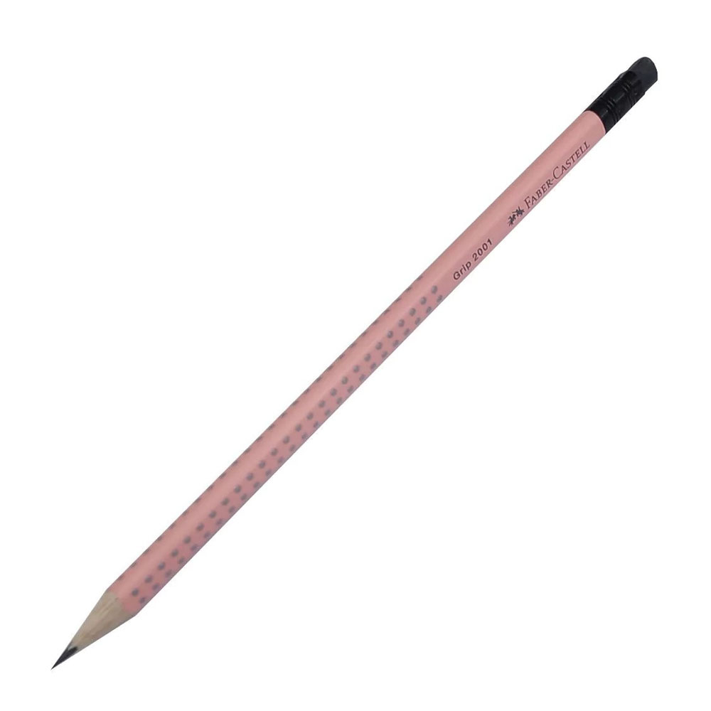 Τριγωνικό μολύβι με γόμα Faber-Castell Grip 2001 B σομόν (100-129-423)