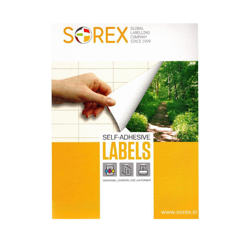 Ετικέτες Sorex αυτοκόλλητες λευκές 2/Φ 100 φύλλα A4 210X148mm (210148)