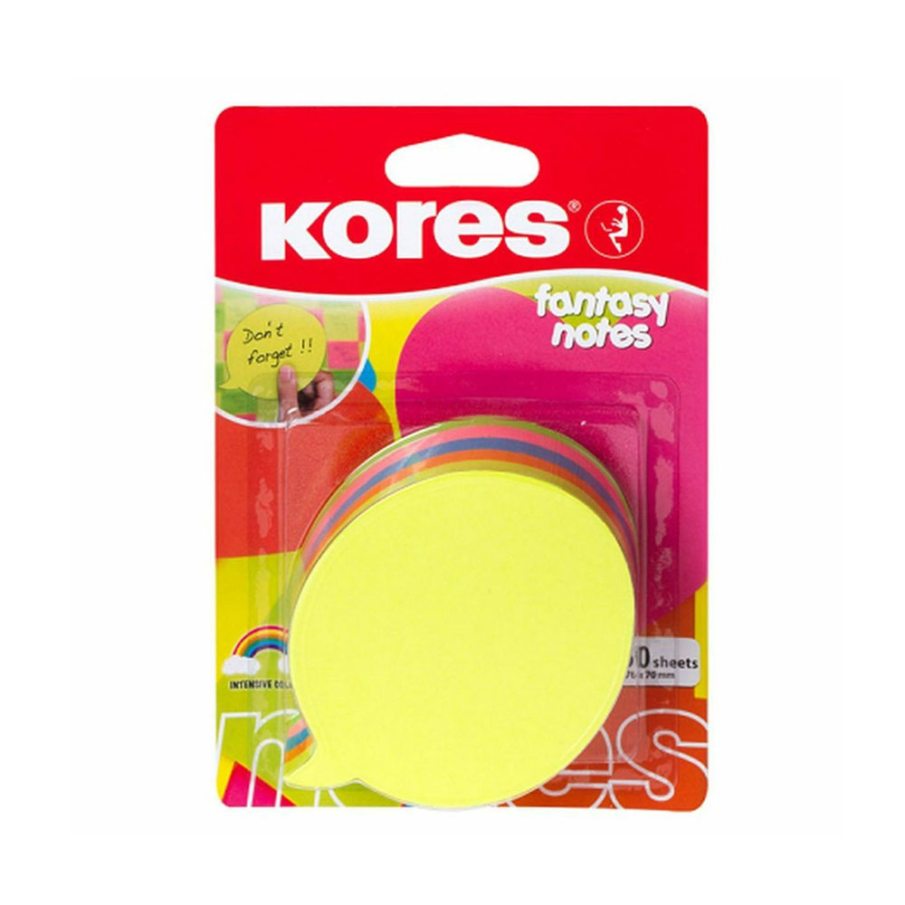 Αυτοκόλλητα χαρτάκια σημειώσεων Kores κύβος σε σχήμα διαλόγου neon χρώματα 70x70mm 250φ (KOR48707)