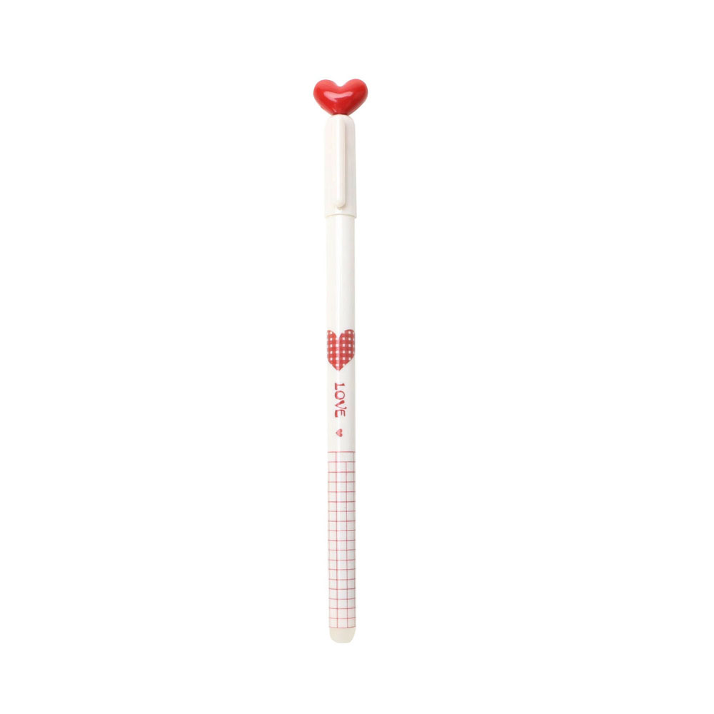 Στυλό fancy με γόμα M&G gel καρδιά love conquers all 0.7mm λευκό (AKPA7471)