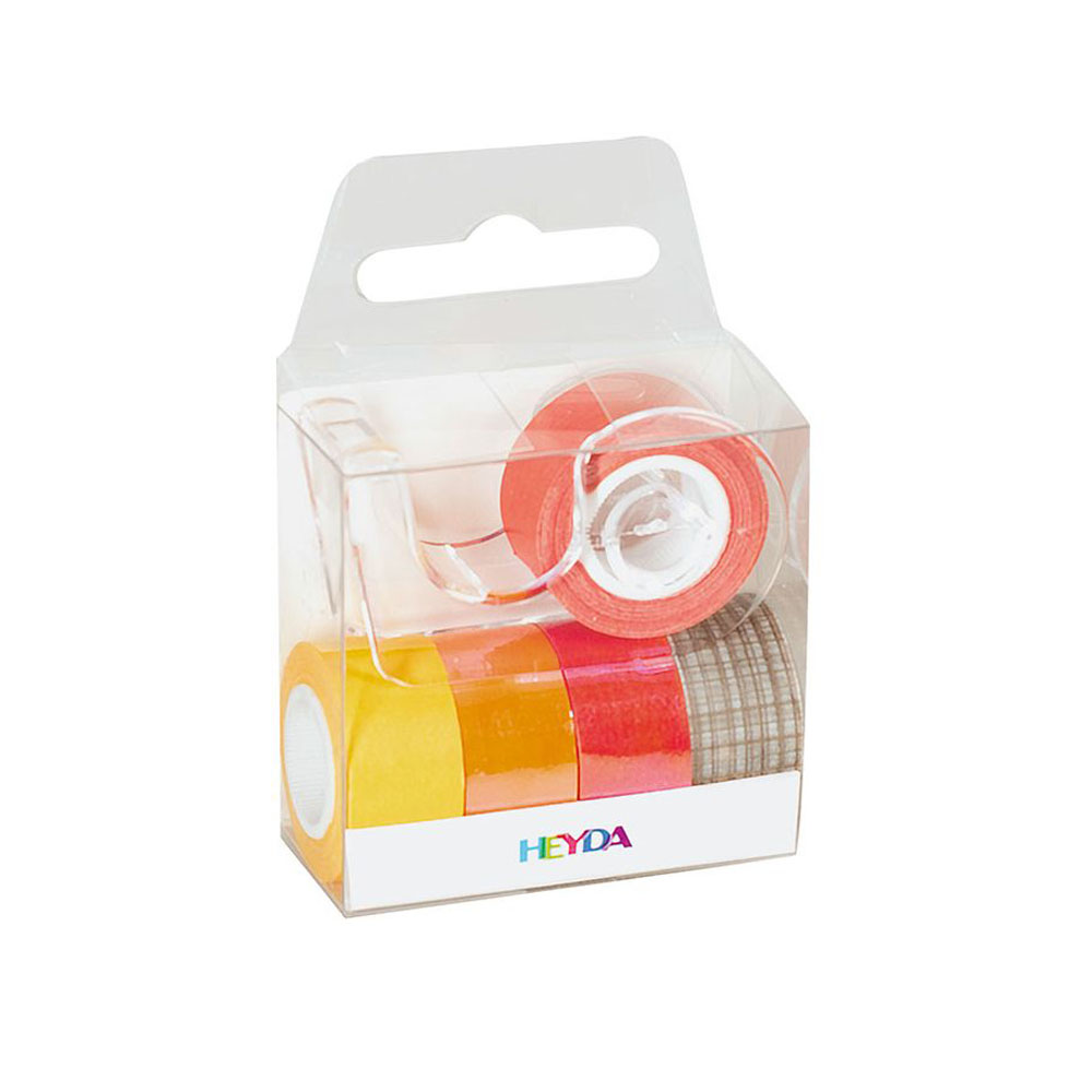 Mask tape αυτοκόλλητες ταινίες Heyda σετ 5τμχ + δώρο βάση soft ασο κίτρινο-πορτοκαλί (20-3584542)