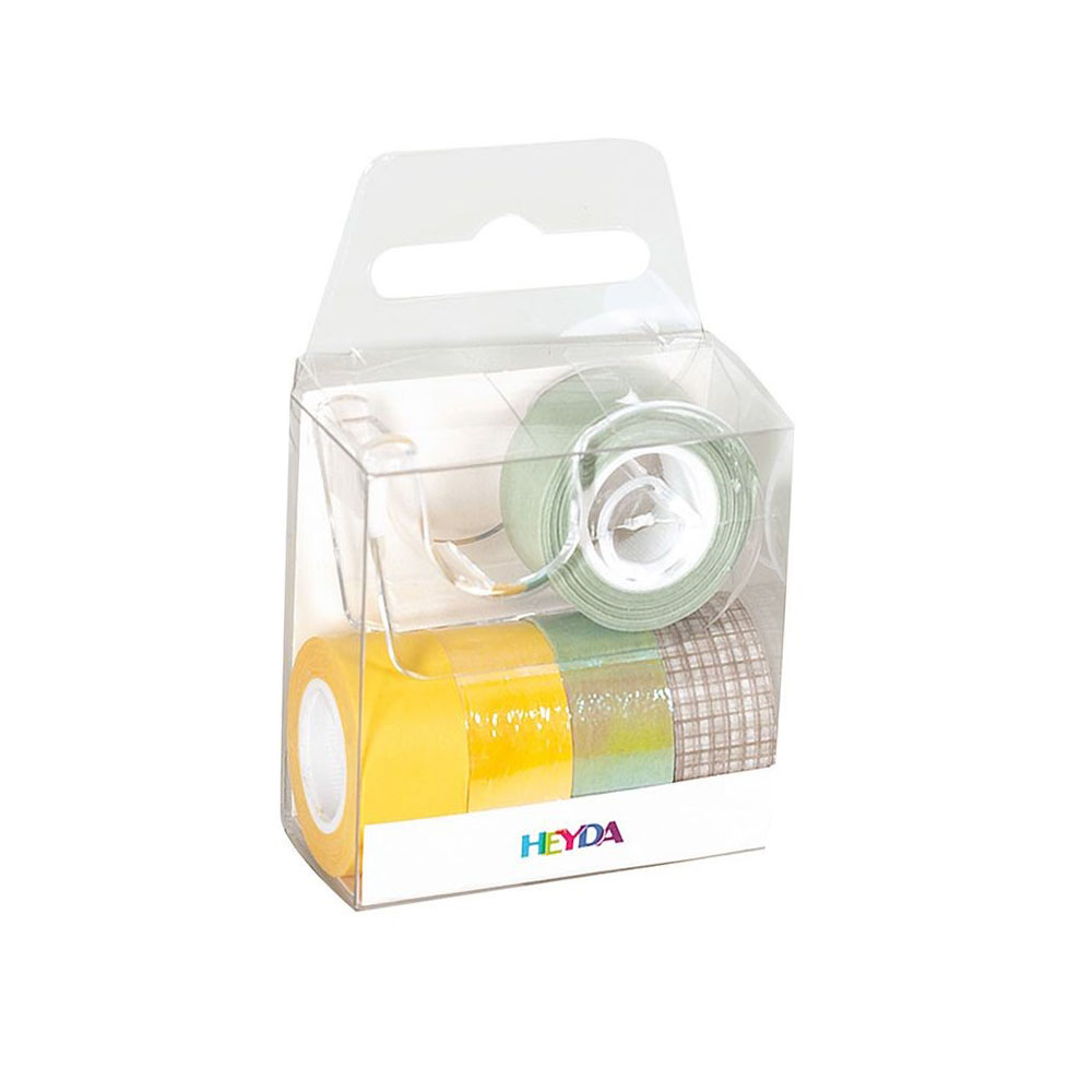 Mask tape αυτοκόλλητες ταινίες Heyda σετ 5τμχ + δώρο βάση softί κίτρινο-φυστικί (20-3584541)
