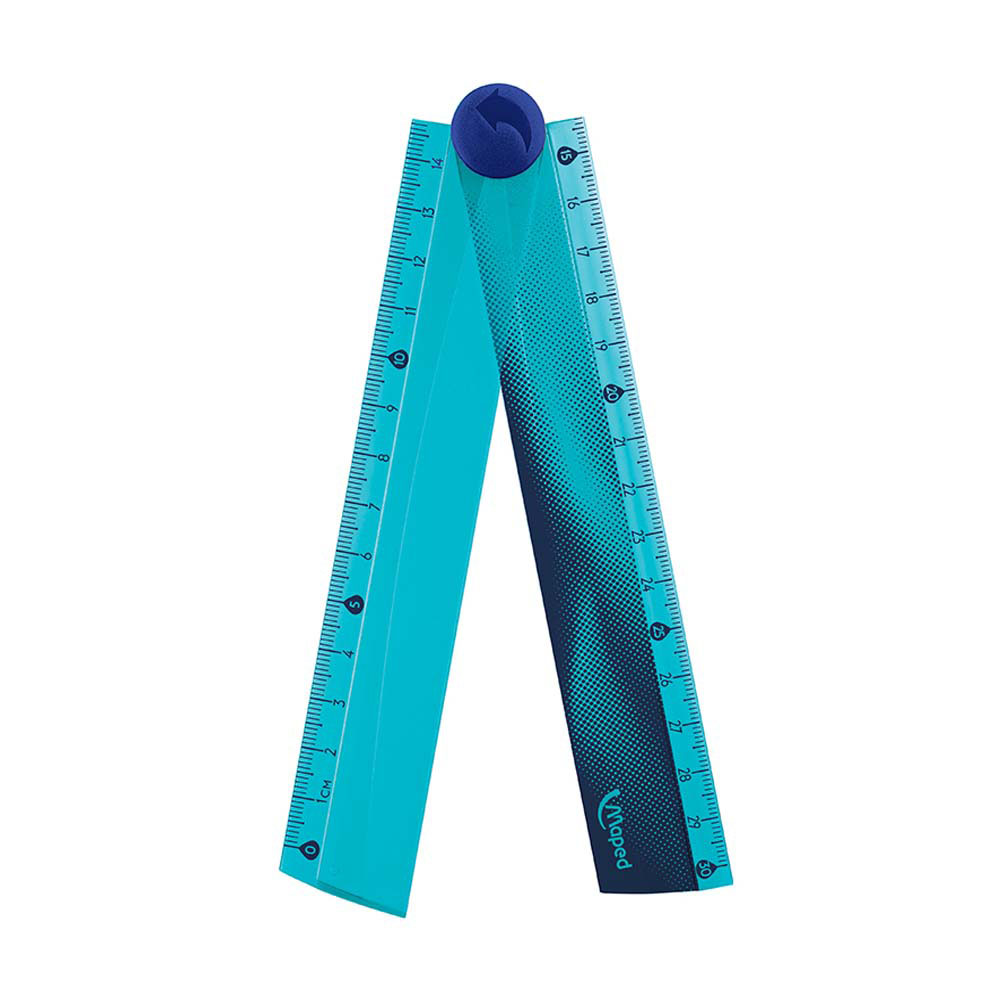 Γεωμετρικός πλαστικός χάρακας Maped nightfall πτυσσόμενος 30cm μπλε (281018)
