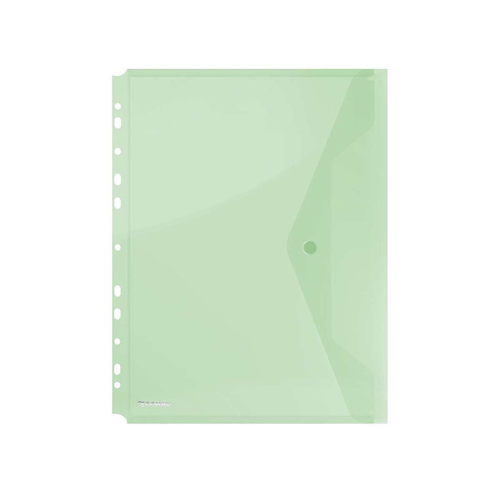 Φάκελος με κουμπί Donau PP A4 με τρύπες 200mic διαφανής πράσινο (8540001PL-06)