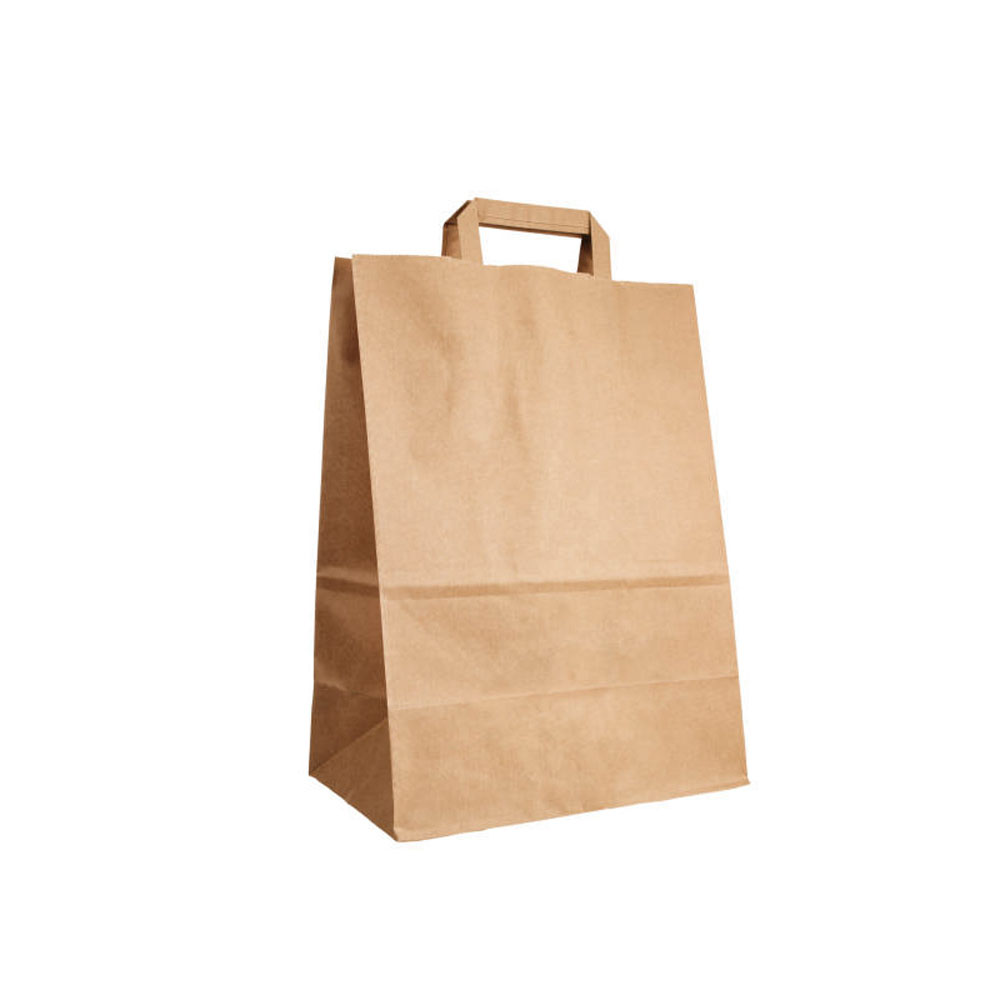 Τσάντα συσκευασίας καφέ 29X26Χ16 με πλακέ λαβή (Π2-Ρ)