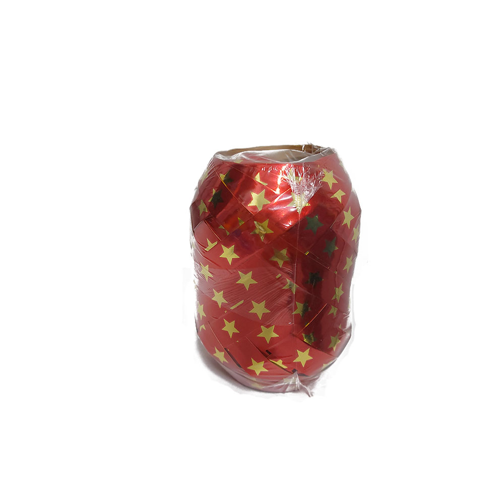 Κορδέλα συσκευασίας χριστουγεννιάτικη κόκκινο χρώμα με χρυσά αστέρια 20m (K-96103)