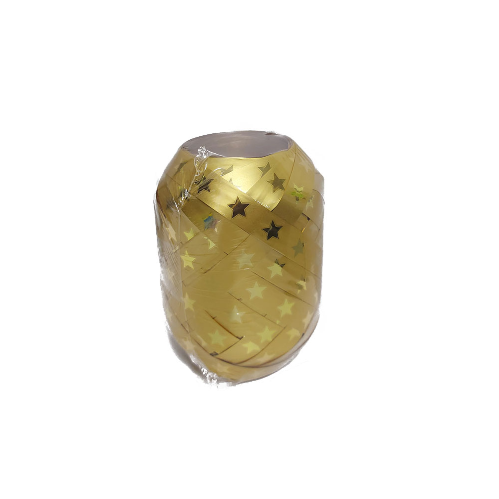 Κορδέλα συσκευασίας χριστουγεννιάτικη χρυσό χρώμα με χρυσά αστέρια 20m (K-96103)