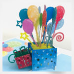 Ευχετήρια κάρτα Origami γενεθλίων Happy smiles & balloons (21OR238)
