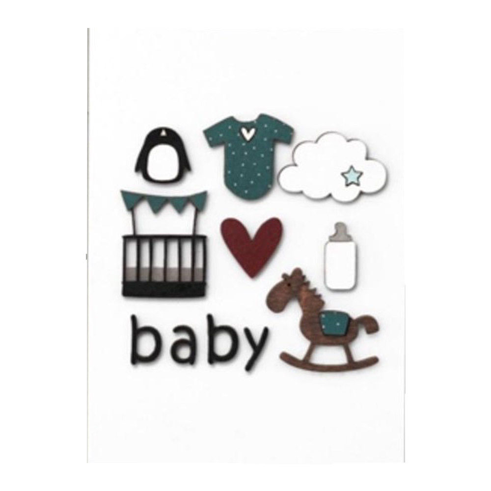 Ευχετήρια κάρτα γέννησης Pescovoi baby με ξύλινες λεπτομέρειες (4815407000357)