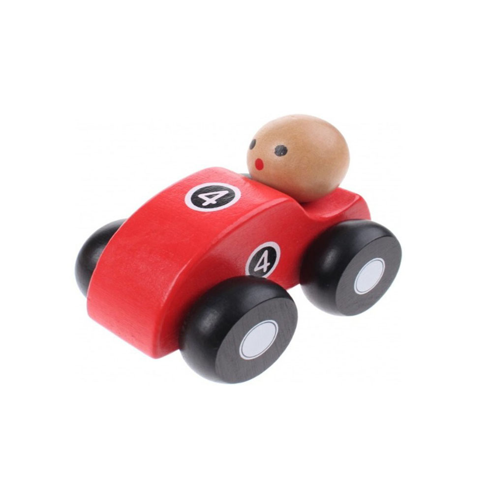 Ξύλινο αγωνιστικό αυτοκίνητο με οδηγό Joueco κόκκινο (80027)
