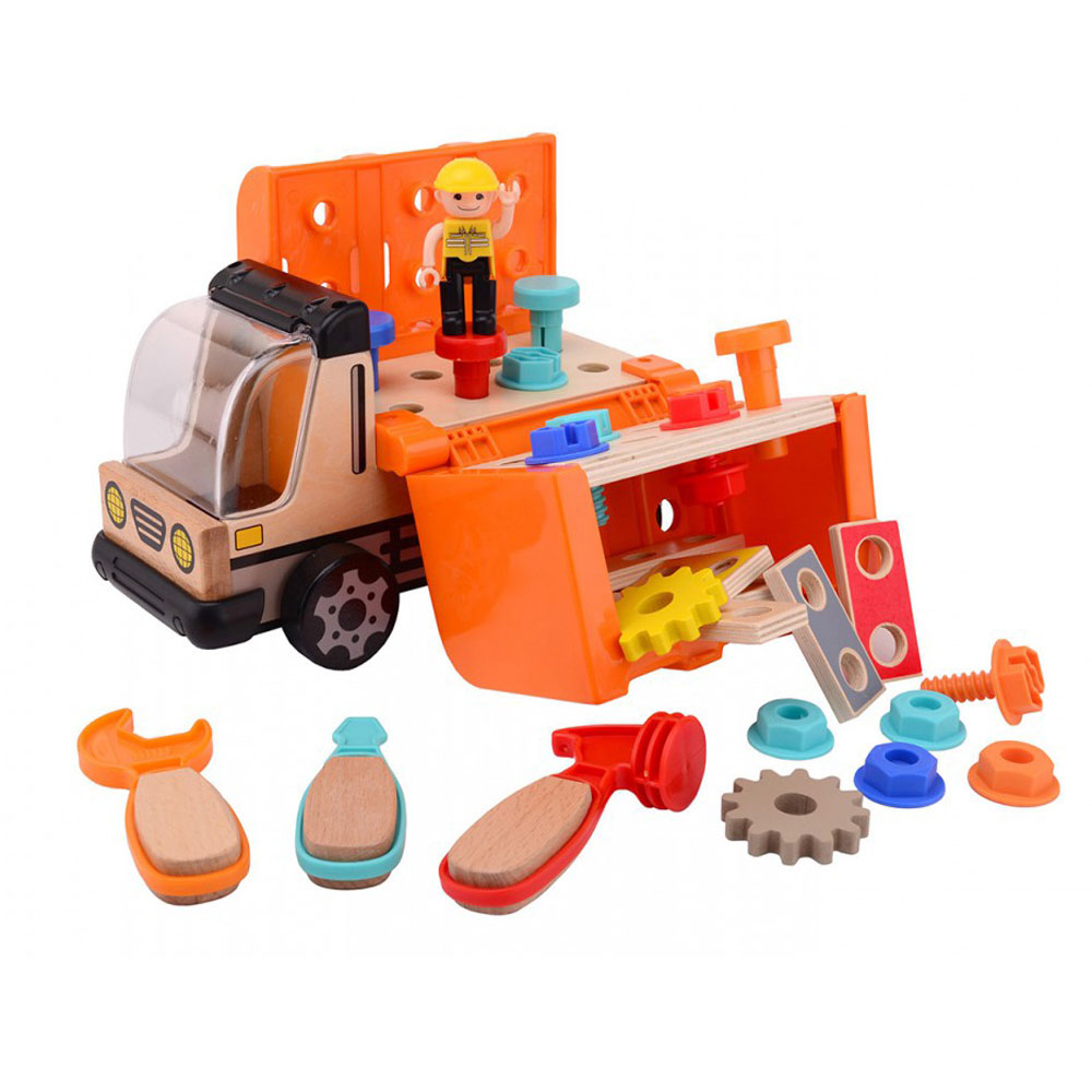 Ξύλινο φορτηγό με πάγκο εργασίας και εργαλεία Joueco (80117)