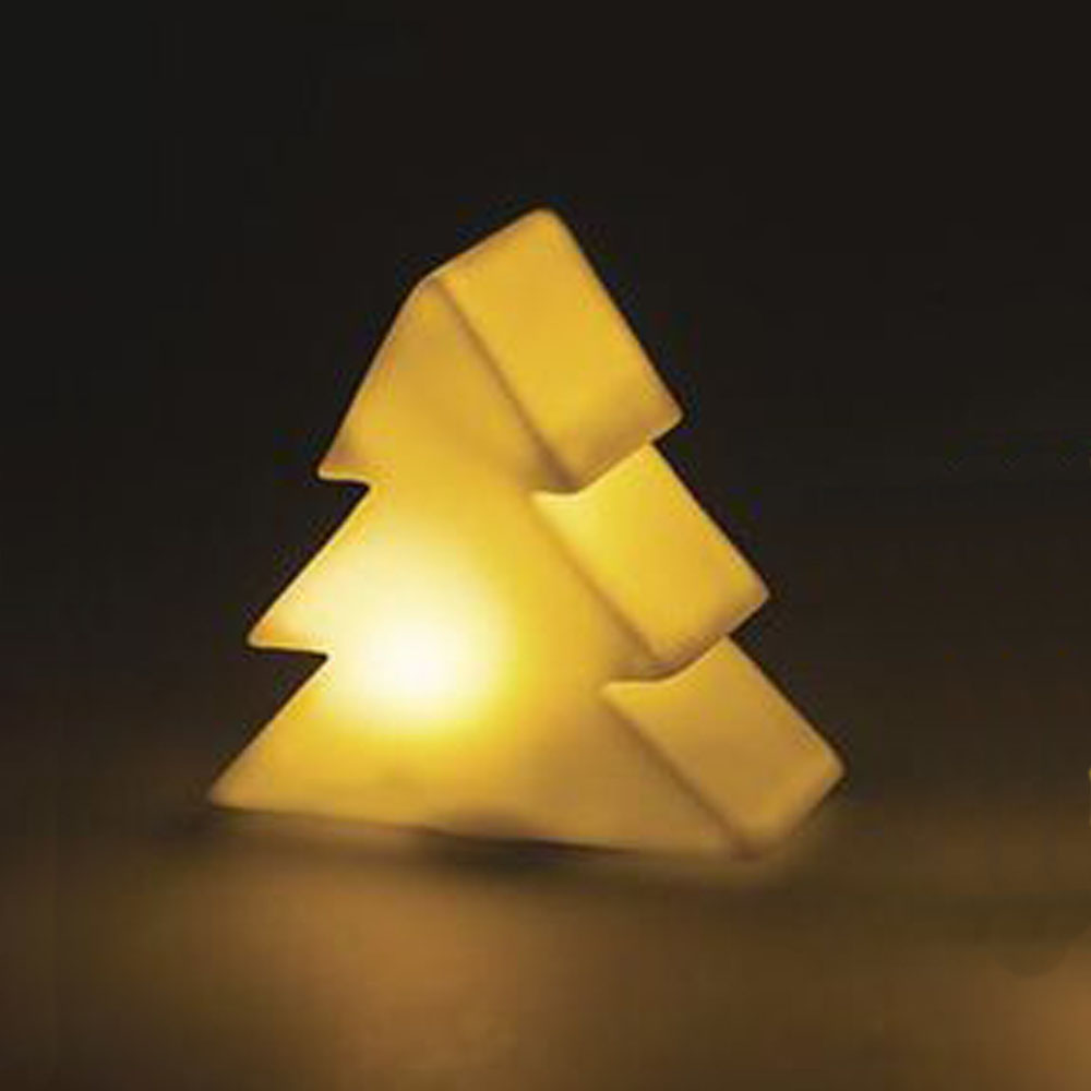 Χριστουγεννιάτικο διακοσμητικó δεντράκι φωτιζόμενο πλαστικό μπαταρίας λευκό 9x4x9ccm (69164000)
