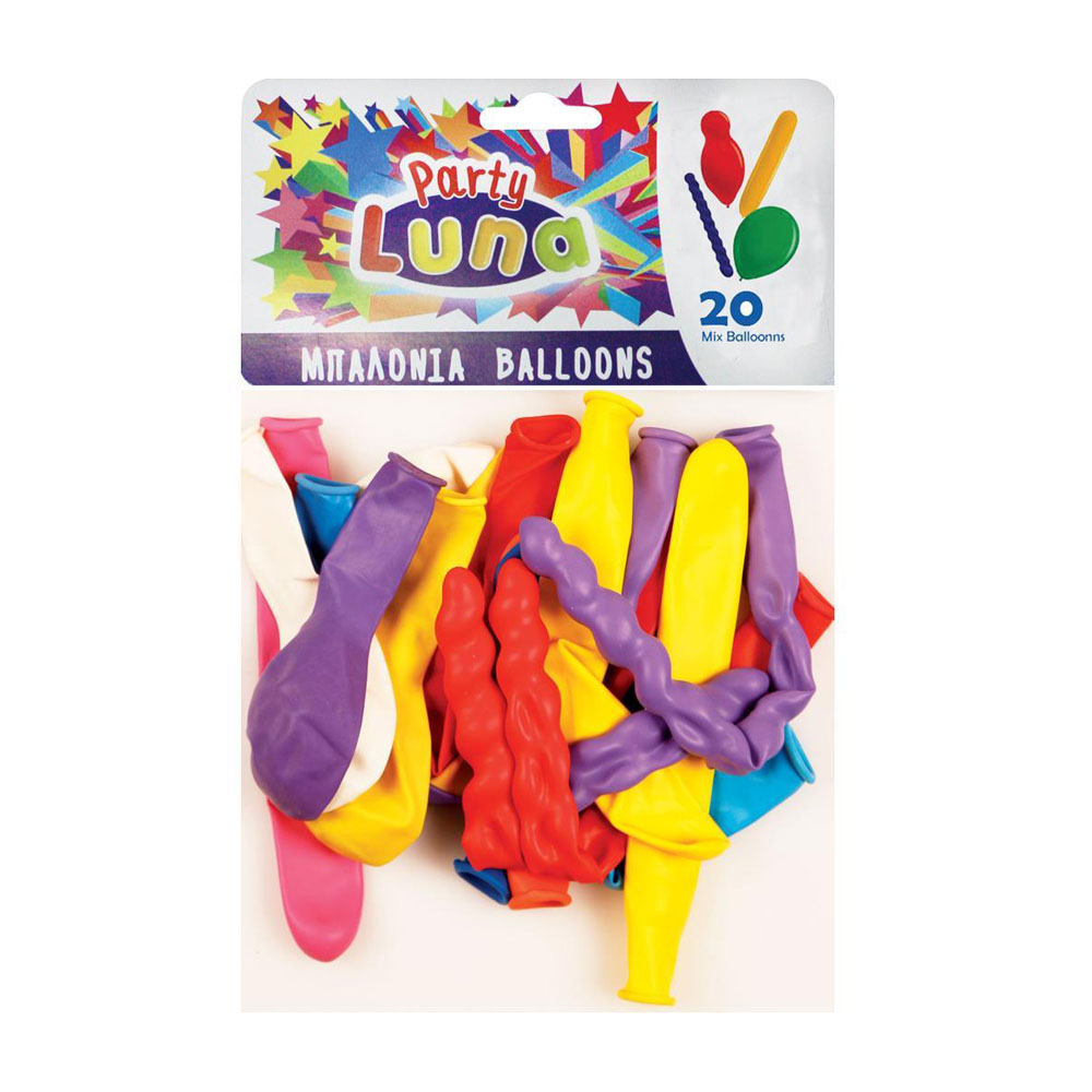 Μπαλόνια Luna σε σακουλάκι 20τμχ 23-24cm σε διάφορα χρώματα (000088910)