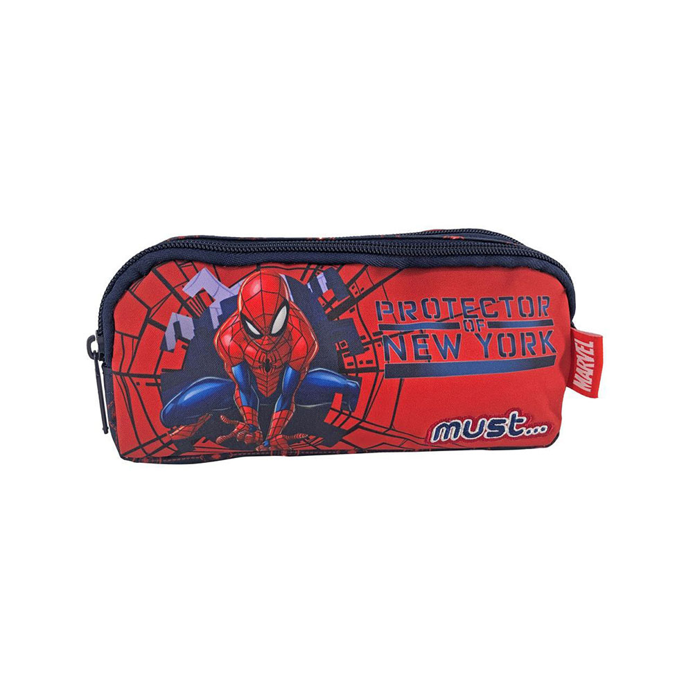 Κασετίνα βαρελάκι Spiderman Protector New York Must κόκκινη με 2 θήκες (000508153)