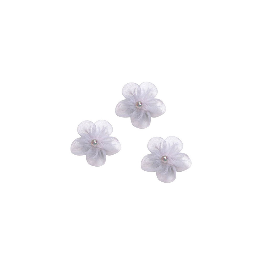 Λουλούδια ύφασμα χειροτεχνίας  Knorr prandell λευκό με πέρλα σετ 6 τμχ 3cm (2165599-27)