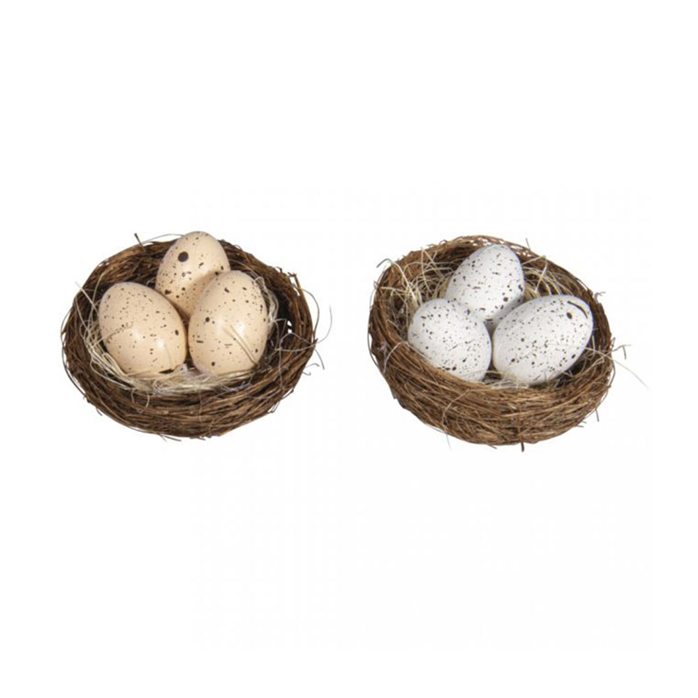 Πλαστικό αυγό χειροτεχνίας, διακόσμησης Rayher φωλιά σετ 2τμ 6,5cm λευκό, ανοιχτό καφέ (46684000)