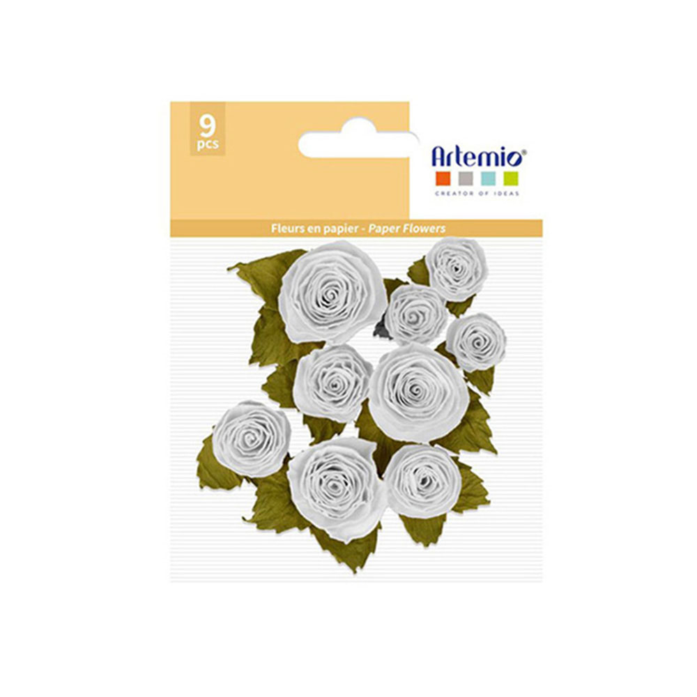Λουλούδια χάρτινα χειροτεχνίας διακόσμησης Artemio σετ 9τμχ λευκά (11060737)