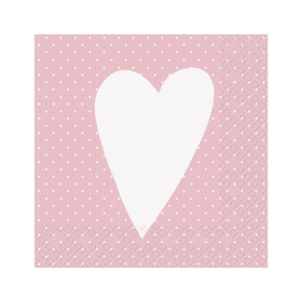 Χαρτοπετσέτες decoupage - πάρτυ Stewo 33X33cm ροζ πουά με άσπρη καρδιά 20τμχ (2572649426)