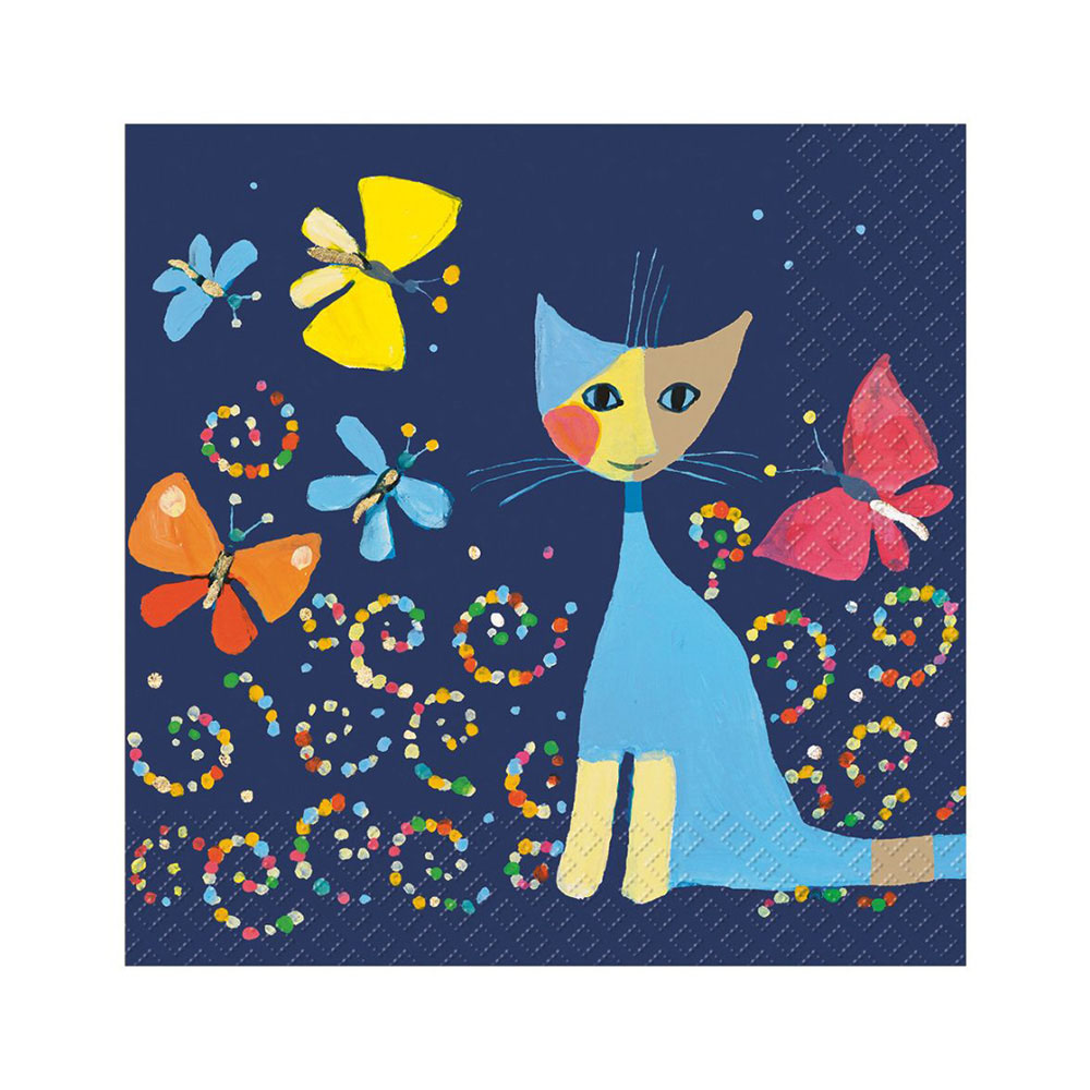 Χαρτοπετσέτες decoupage - πάρτυ Stewo 33X33cm γάτα με πεταλούδες μπλε φόντο 20τμχ (2572649242)