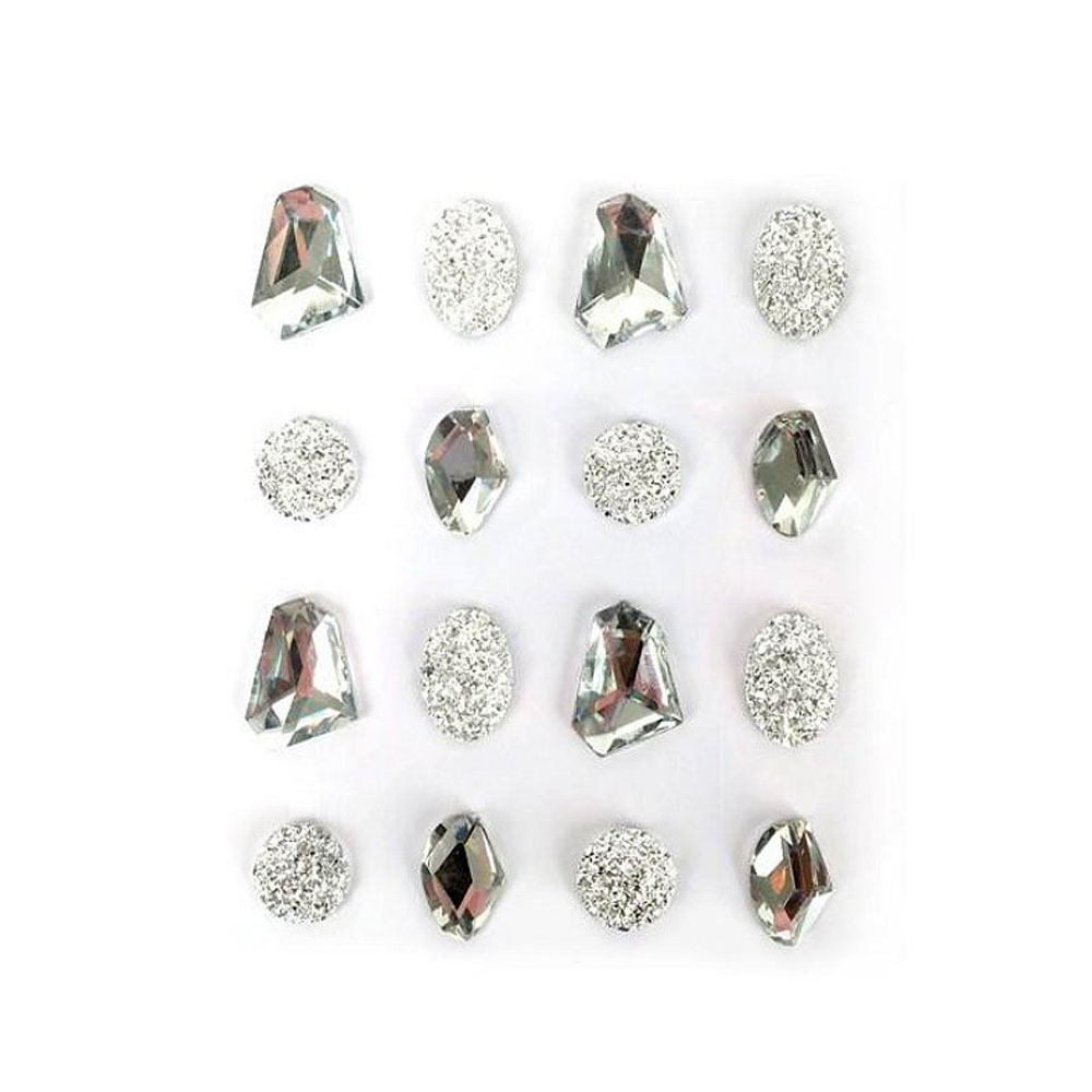 Σετ αυτοκόλλητες ασημί κρυστάλλινες πέτρες Grein creative 16 τεμαχίων 2cm (500388)