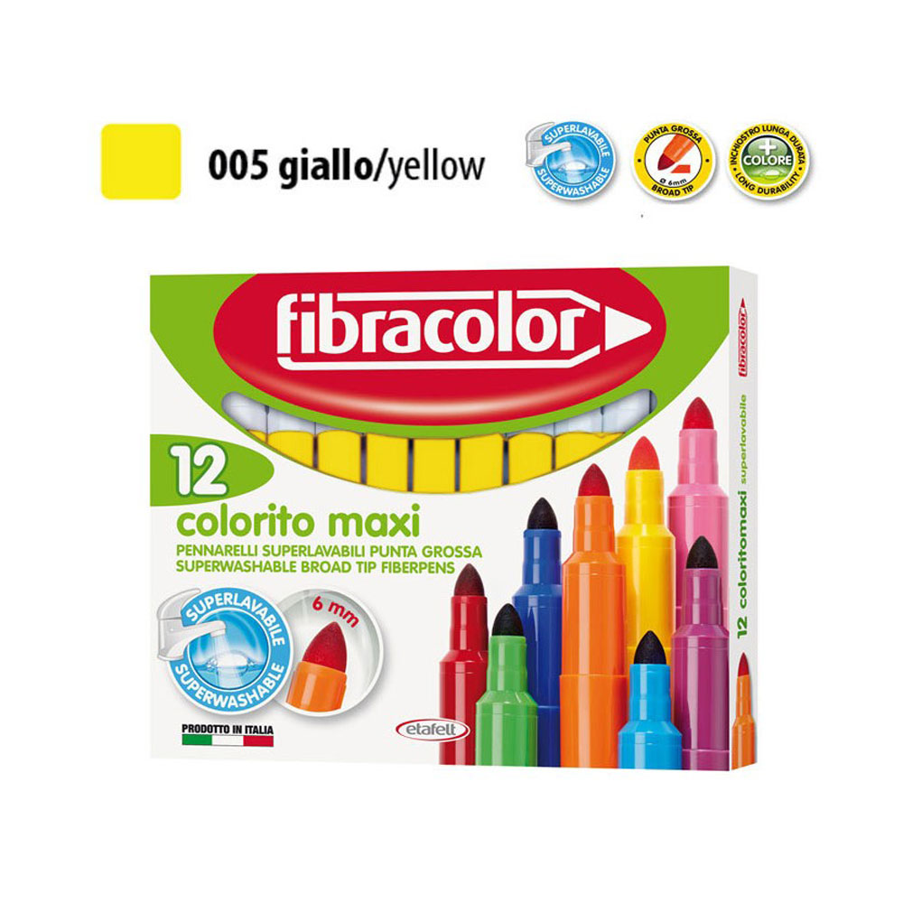 Μαρκαδόροι ζωγραφικής Fibracolor colorito maxi 6mm κουτί 12 τεμαχίων κίτρινο (630SW012SC05)