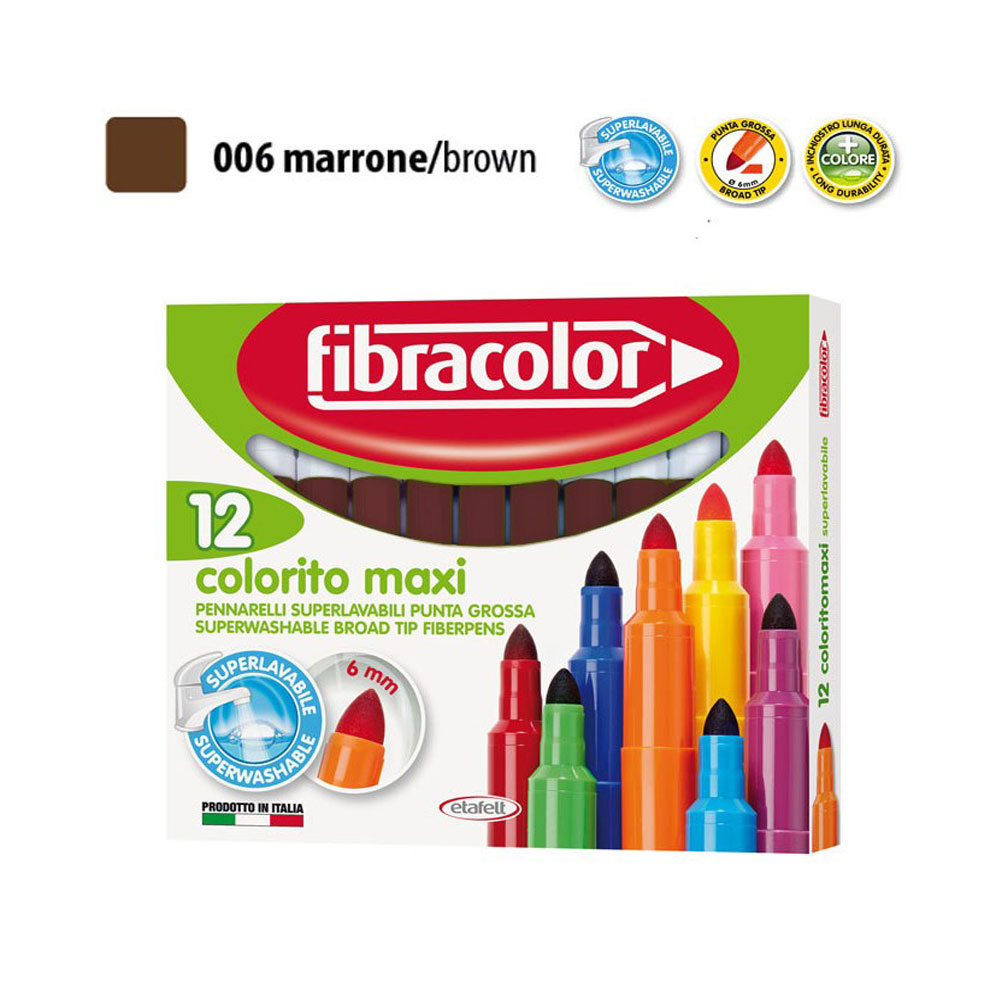 Μαρκαδόροι ζωγραφικής Fibracolor colorito maxi 6mm κουτί 12 τεμαχίων καφέ (630SW012SC06)