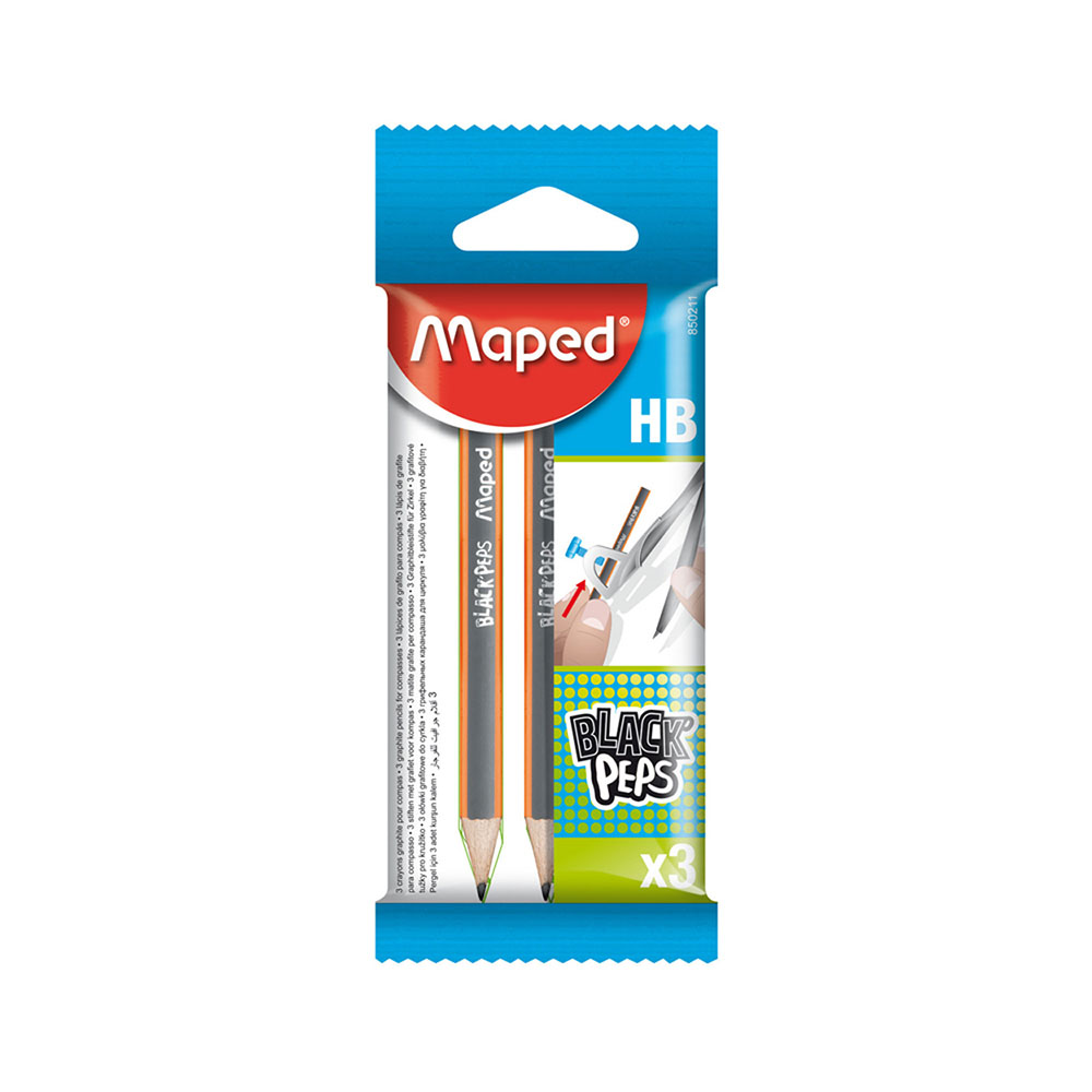 Σετ ανταλλακτικά mini μολύβια για διαβήτη Maped black'peps HB 3τμχ.