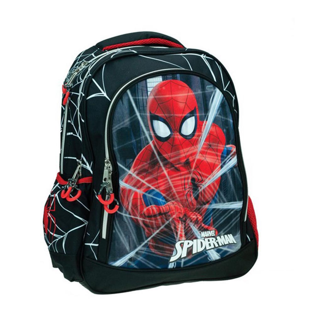 Τσάντα πλάτης δημοτικού GIM Spiderman black city 3 θέσεων (337-05031)